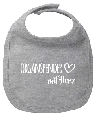Produktbild von Huuraa Baby Lätzchen Organspender mit Herz Heather Grey Klettverschluss  Baumwolle Latz Geschenkidee