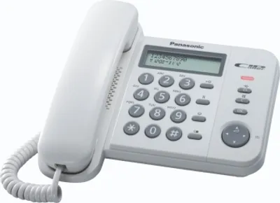 Produktbild von Panasonic KX-TS560EX1W, 50 Eintragungen, LCD, AA, 588g, 190 x 95 x 196 mm
