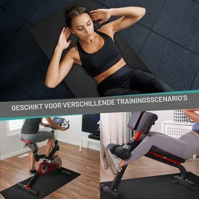 Zdjęcie produktu dla Mata ochronna pod urządzenia fitness - 58 x 120 cm - grubość 6 mm - czarna - PVC - antypoślizgowa i tłumiąca wstrząsy