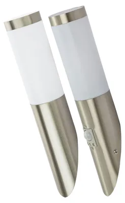 Produktbild von 2er Set Wandleuchte, Edelstahl silber, Fackel Design