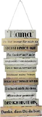 Produktbild von Danke Mama Schild mit Sprüchen 15 x 32 cm zum Hängen