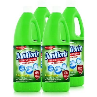 Produktbild von DanKlorix Hygiene-Reiniger Grüne Frische 1,5L - Mit Aktiv-Chlor (4er Pack)