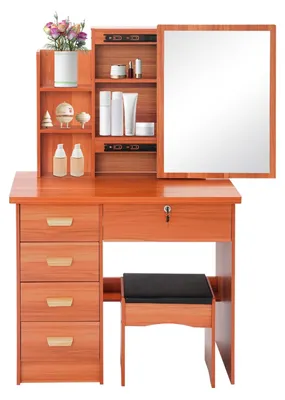 Imagen del producto de Tocador moderno con 5 cajones y espejo, 80 x 35 x 128 cm