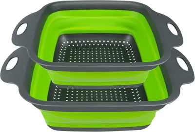 Produktbild von Faltbares Sieb 2 Stück, Silikon, BPA-frei, 18 cm / 22 cm, Für Gemüse, Obst, Küche