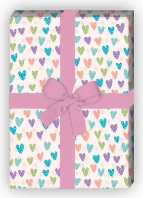 Produktbild von Fröhliches Geschenkpapier mit gemalten Herzen, Dekorpapier, rosa - G11862, 32 x 48cm