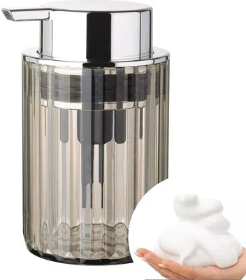 Produktbild von Ibenzoa® Transparenter Kunststoff-Seifenspender 250 ml, großer Pumpkopf – für Küche & Bad, nachfüllbar, stilvolles Wellenmuster