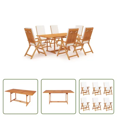 Produktbild von The Living Store 7-tlg. Garten-Essgruppe mit Kissen Massivholz Teak