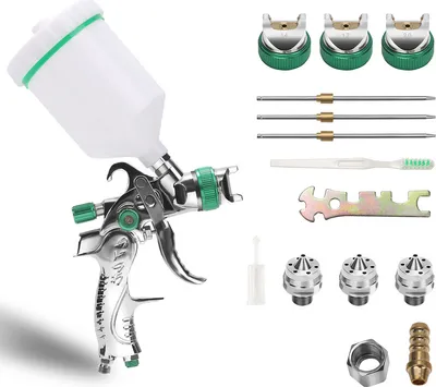 Produktbild von Yakimz HVLP Lackierpistole mit 3xDüse Sprühflasche 600ml Druckluftpistole Spritzpistole