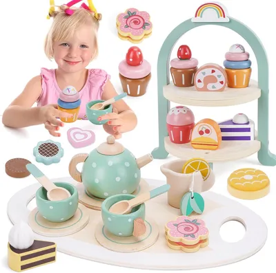 Produktbild von Holz Teeservice Konfekt Kaffeeservice Spielplatz Zubehör