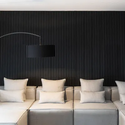 Obrázek produktu pro HOME DELUXE akustický stěnový panel SONIC Black Oak - 240 x 40 cm, 0,96m²- | akustické stěnové panely, lamelové stěny, akustické panely