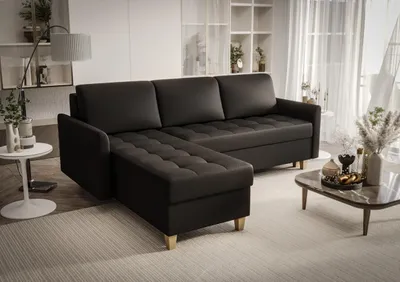 Produktbild von Ecksofa 240x180 cm Schwarz Links Kunstleder Kongo RBN08