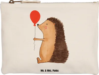 Produktbild von Mr. & Mrs. Panda Baumwolltasche Igel Luftballon Grösse XL Große - Weiß - Geschenk, Ballon, Mäppchen, Happy Birthday, Etui, beauty case, Herzlichen Glückwunsch, Geburtstag