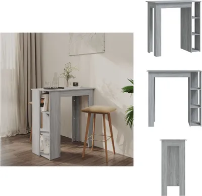 Obrázek produktu pro vidaXL Barový stůl s policí šedý Sonoma 102x50x103,5 cm materiál na bázi dřeva - Jídelní stoly