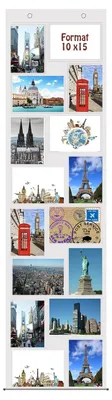Imagen del producto de Marco para fotos con 16 compartimentos, para fotografías de 10 x 15 cm, con posibilidad de colocar fotos en formato vertical y horizontal, ideal para exhibir imágenes