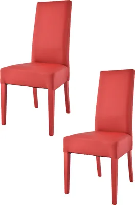 Produktbild von t m c s Tommychairs - 2er Set Moderne Stühle LUISA für Küche und Esszimmer, robuste Struktur aus lackiertem Buchenholz Farbe Rot, Gepolstert und mit Kunstleder in der Farbe Rot bezogen