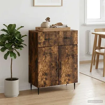 Image de vidaXL, meuble de rangement, bois fumé, 66 x 34,5 x 89,5 cm, panneaux de particules