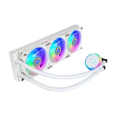 Immagine prodotto di Cooler Master MasterLiquid PL360 FLUX - White Edition - Sistema di raffreddamento a liquido per processori - Dimensioni del dissipatore: 360 mm - (per: LGA1156, AM2, AM2+, AM3, LGA1155, AM3+, LGA2011, FM1, FM2, LGA1150, FM2+, LGA2011-3, LGA1151, AM4, LGA2066, TR4, LGA1200, LGA1700, AM5)