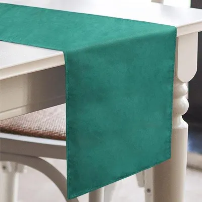Imagen del producto de Manteles individuales Unyqoos® con aspecto de ante, juego de 2 unidades, 42 x 140 cm, color verde: suaves, cosidos a mano, lavables y fáciles de planchar, ideales para decorar mesas, salones y jardines