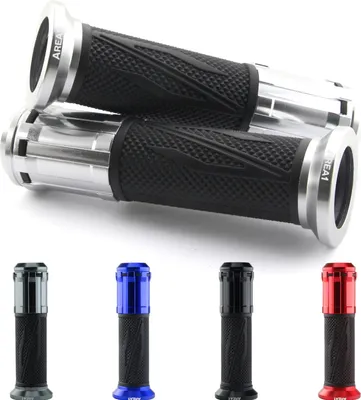 Image de Area1 - Poignées universelles pour moto et scooter, 2 pièces : 1 x 22 mm + 1 x 24-25 mm (7/8 / 1 pouce) (Gun) Argent