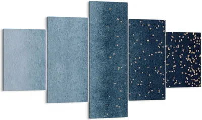 Produktbild von Bild auf Leinwand - Leinwandbild - 5 Teile - Blau Golden Hintergrund - 125x70cm - Wand Bild - Wanddeko - Wandbilder - Leinwanddruck - Bilder - Wanddekoration - Leinwand bilder - EA125x70-5094