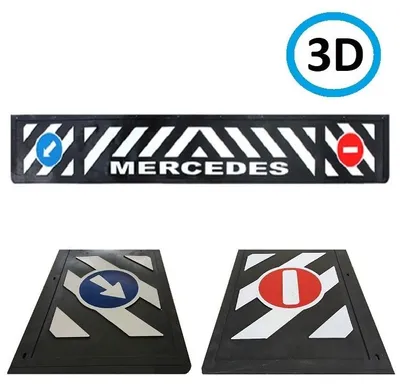 Image de Bavette semi-remorque Mercedes 35x240cm, relief 3D, caoutchouc