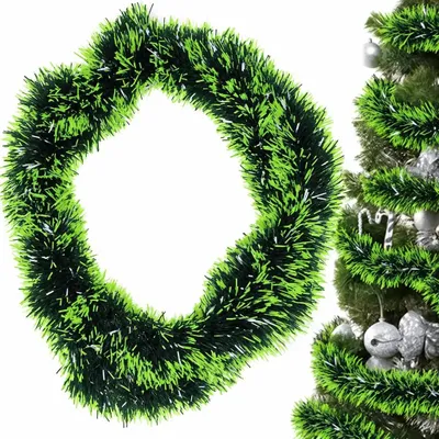 Produktbild von Christbaumkette Lametta Girlande Grün 2 m 6 cm Weihnachtsgirlande für Tannenbaum Fenster Tisch Deko