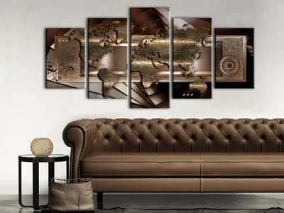 Produktbild von Akustikbild Weltkarte 200x100 cm Bilder Akustikschaum Hochleistungsschallabsorber Schallschutz Leinwand 5 tlg Wandbild Raumakustik Schalldämmung k-A-0013-b-o