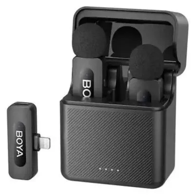 Obrázek produktu pro Bezdrátový mikrofon BOYA BY-V3 2.4GHz s 2 vysílači a 1 přijímačem (Lightning) černý EU