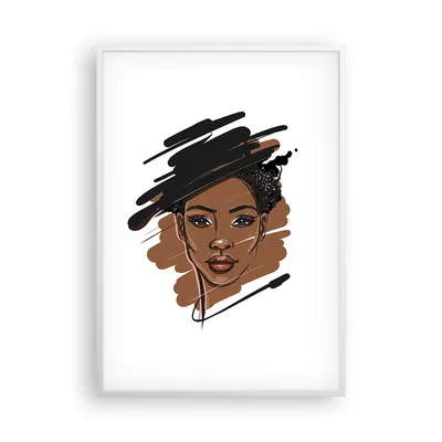 Produktbild von Gerahmtes Poster - Weißer Rahmen - Afrikanisch Modern Porträt - 70x100 cm - Wand Bild - Wanddeko - Wandbilder - Kunstposter - Wandposter - Bilderrahmen - Bilder - Kunstdruck - P2WPA70x100-4646