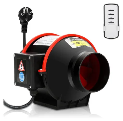Obrázek produktu pro Bettizia trubkový ventilátor 150mm koupelnový ventilátor s dálkovým ovládáním ventilátor Tichý nástěnný ventilátor Odsávací ventilátor Ventilátor do koupelny