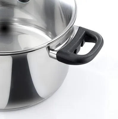 Produktbild von 4-teilige Edelstahl-Pannenset mit Glasdeckeln und Stielkasserolle - Geeignet für Induktion und Geschirrspüler