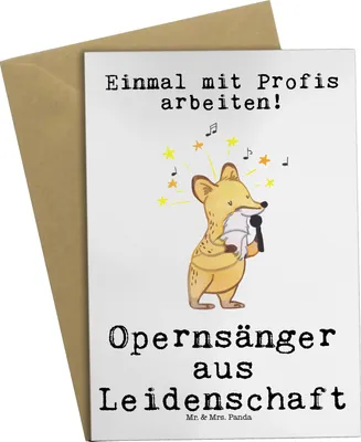 Produktbild von Mr. & Mrs. Panda Glückwunschkarte Opernsänger Leidenschaft - Weiß - Geschenk, dankeskarten, weihnachtskarten, einladungskarten, genesungskarte, osterkarte