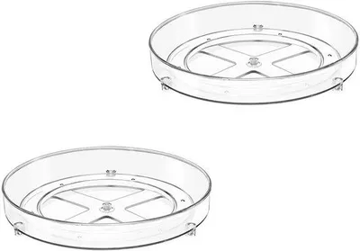 Obrázek produktu pro Unyqoos® Otočný organizér z akrylu, sada 2 otočných podnosů, průměr 23 cm × výška 3,5 cm, otočné o 360° – organizér do skříně a kuchyně pro koření, sklenice, kosmetiku