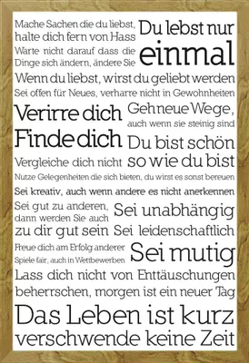 Immagine prodotto di Poster motivazionale - Si vive una volta sola + cornice rimovibile, Shinsuke® Maxi MDF oak, vetro acrilico
