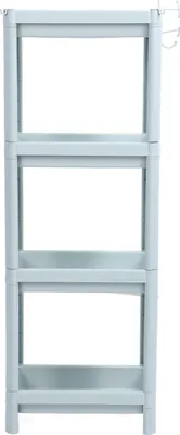 Image de Etagère de rangement au sol pour salle de bains Etagère de rangement ouverte pour salle de bains Etagère d'angle autoportante Etagère de rangement bleu nordique 4 niveaux