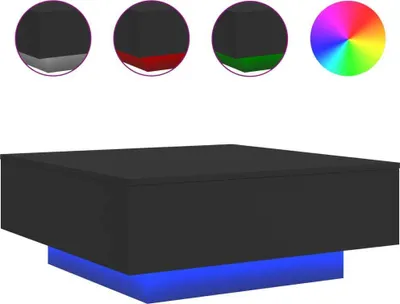 Zdjęcie produktu dla vidaXL Stolik kawowy z oświetleniem LED czarny 80x80x31 cm