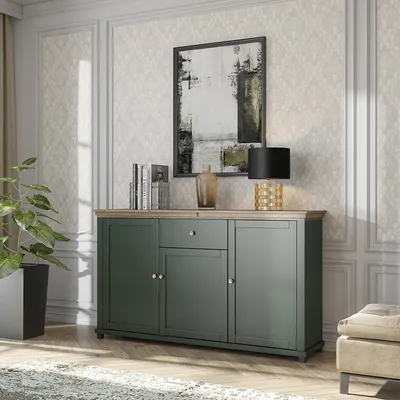 Produktbild von Masseno Kommode EVANDRO 160 cm Sideboard mit 1 Schubladen und 3 Türen für Wohnzimmer Schlafzimmer Modern 160x42x93 cm Grün / Grün