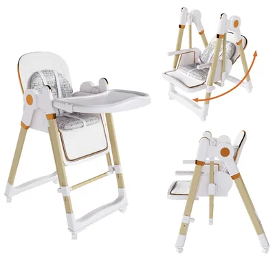 Produktbild von Clinvia 2-in-1 Baby Hochstuhl mit Wippfunktion, 5-Punkt-Sicherheitsgurt, höhenverstellbar, klappbar, Weiß