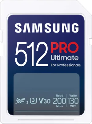 Produktbild von Samsung PRO Ultimate MB-SY512S - Flash-Speicherkarte - 512GB - Video Class V30 / UHS-I U3 - SDXC UHS-I - wei (MB-SY512