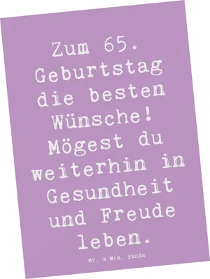 Produktbild von Mr. & Mrs. Panda Postkarte Spruch 65. Geburtstag Glückwünsche - Lavendeltraum - Geschenk, Besondere Geschenke, Ansichtskarten, Grußkarte, Postkarten, Happy Birthday
