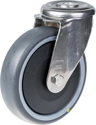 Obrázek produktu pro 125mm otočné kolečko z nerezové oceli s šedým elektricky vodivým termoplazem