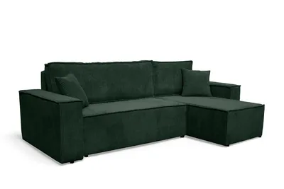 Produktbild von VENASI HUGO Ecksofa mit Schlaffunktion und Bettkasten Cord Schlafsofa Eckcouch Sofa Grün