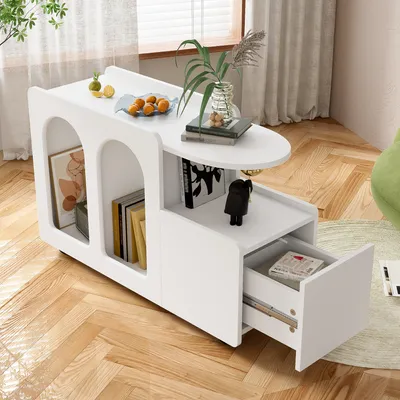 Produktbild von Kuchynský vozík Fortuna Lai s kolieskami, servírovací vozík s univerzálnym úložným vozíkom, biely, 82 d x 30 š x 53 v cm