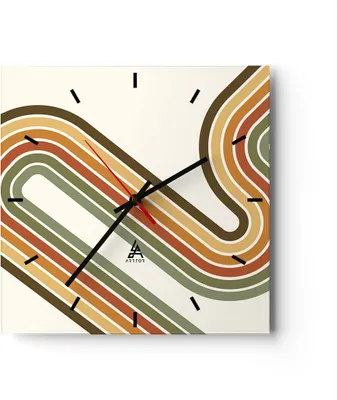Produktbild von Wanduhr - Quadrat - Glasuhr - Abstraktion Weg Gürtel - 40x40cm - Schleichendes Uhrwerk - Lautlos - zum Aufhängen bereit - Dekoration Modern - Wanddekoration aus Glas - C3AC40x40-4425