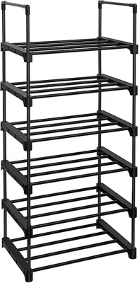 Immagine prodotto di Scaffale per scarpe Rootz Metal - Contenitore per scarpe - Organizer per scarpe - Scaffale in ferro per scarpe - 45 cm x 30 cm x 106 cm - Nero - Portata 30 kg - Da montare