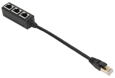 Zdjęcie produktu dla Przedłużacz kabla Ethernet RJ45 z 1 do 3 portów – doskonała jakość połączenia, dobra transmisja sygnału, adapter do gniazda Ethernet