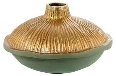 Aluminium-Tischvase Gold/Grün, 23x23x15 cm