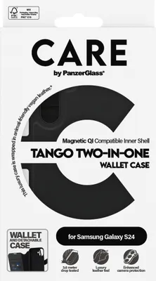 Obrázok produktu pre PanzerGlass CARE™ by ® Tango 2-in-1 Wallet Case w. Qi Compatible Samsung Galaxy S24, Ochranný obal, Samsung, Samsung - Galaxy S24, Čierna