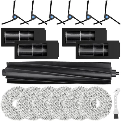 Produktbild von 18 Stück Zubehör für Ecovacs Deebot x2 Omni Saugroboter, 1 Hauptbürste 6 Wischtücher 4 Filter 1 Reinigungsbürste 6 Seitenbürsten
