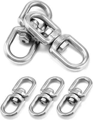 Imagen del producto de Ganchos de acero inoxidable giratorios M6, con rotación de 360°, paquete de 5 unidades, capacidad de hasta 150 kg, para sillas colgantes